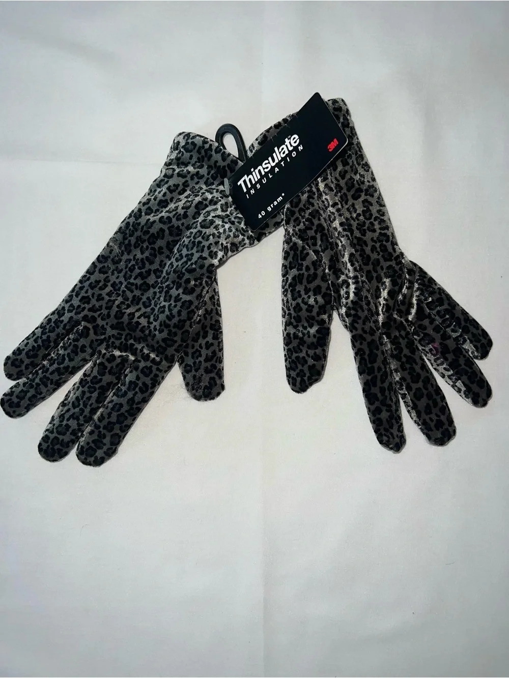 3M Thinsulate Leopard Print Gloves - Black and Tan